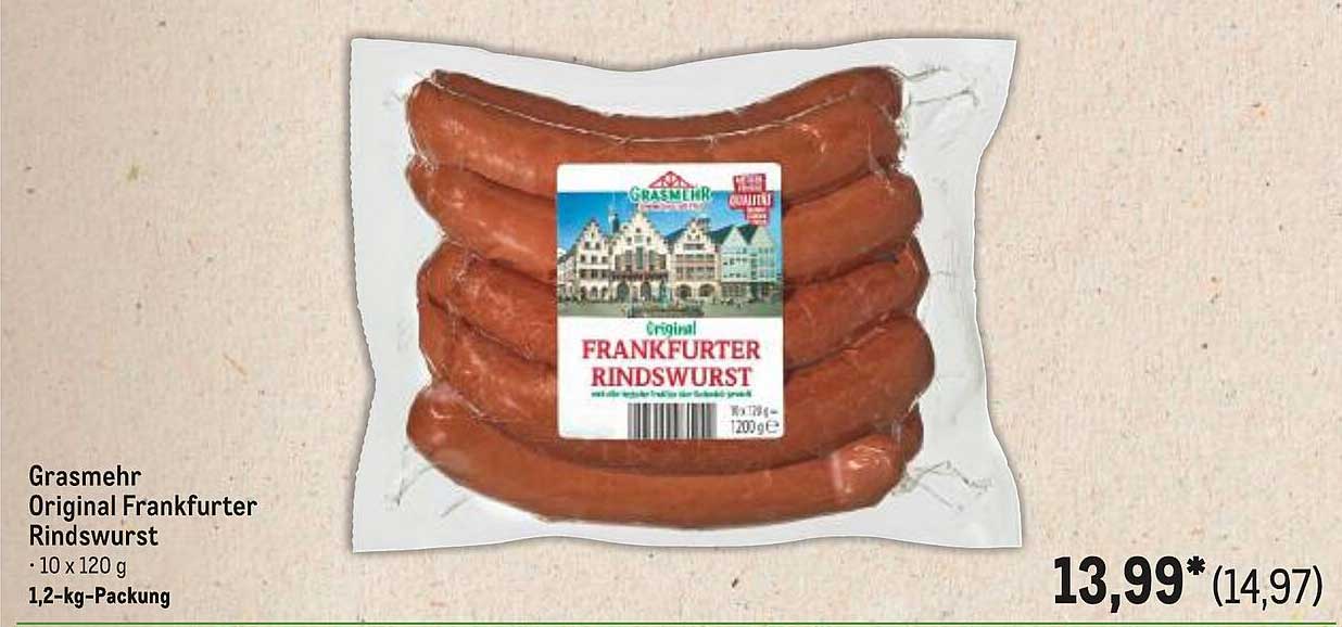 Grasmehr Original Frankfurter Rindswurst - 10 x 120 g