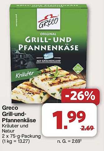 Greco Grill-und Pfannen Käse Kräuter und Natur