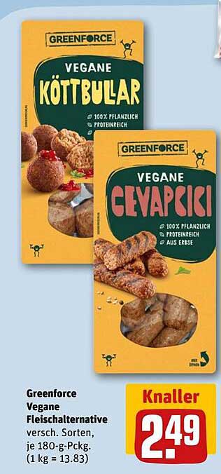 Greenforce Vegane Köttbullar und Cevapcici