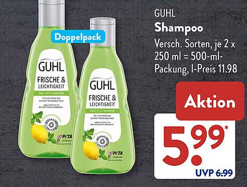 GUHL Shampoo Frische & Leichtigkeit Doppelpack, 500 ml