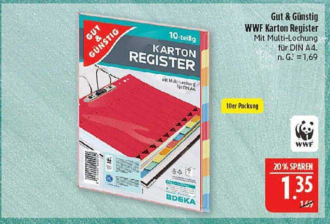 Gut & Günstig WWF Karton Register 10-teilig