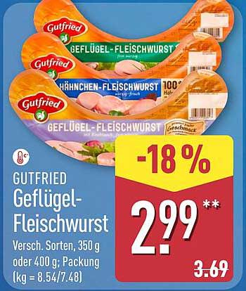 GUTFRIED Geflügel-Fleischwurst, Verschiedene Sorten, 350 g oder 400 g