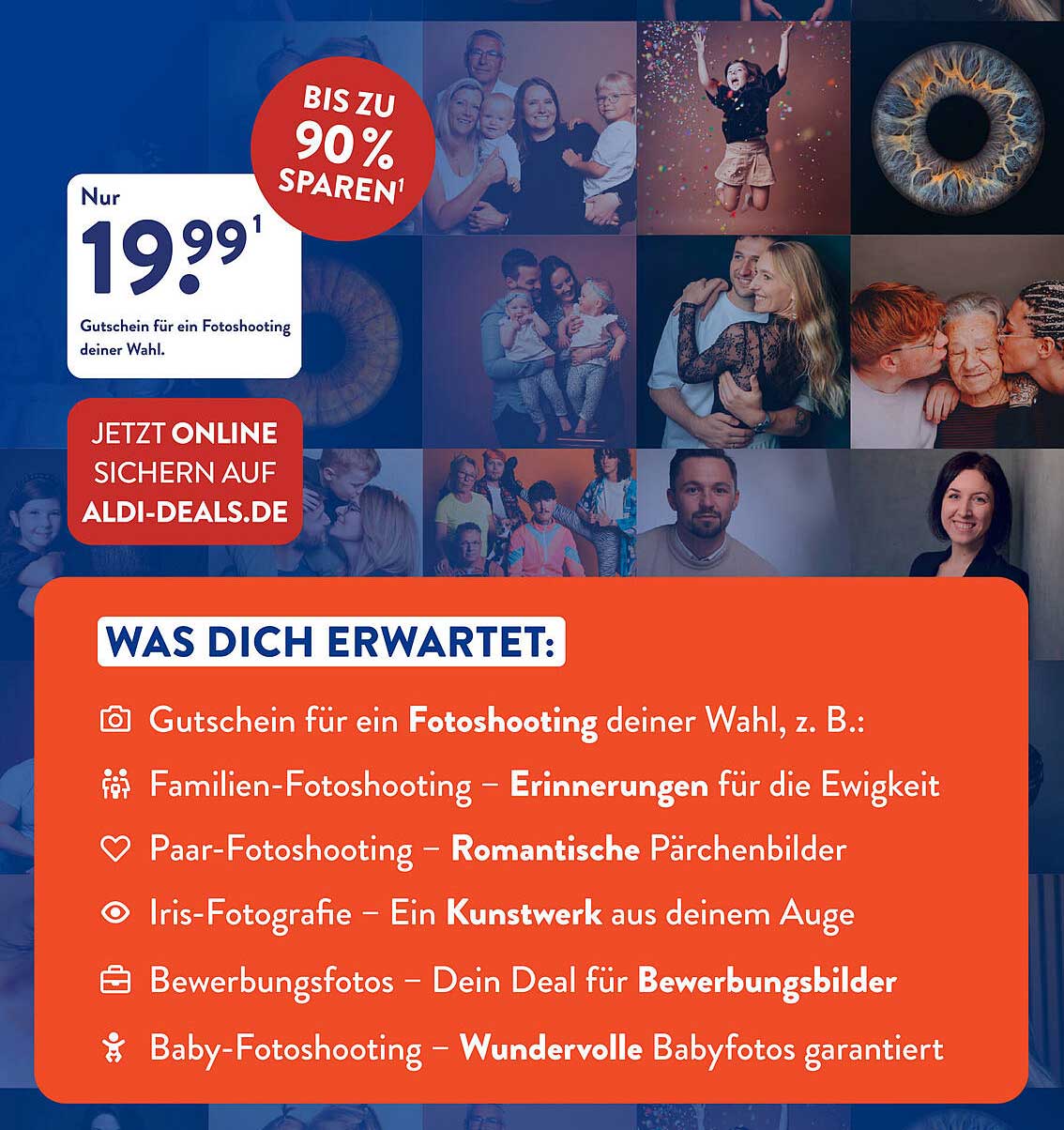 Gutschein für ein Fotoshooting deiner Wahl – bis zu 90% sparen!