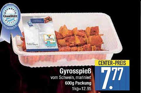 Gyrosspieß vom Schwein, mariniert