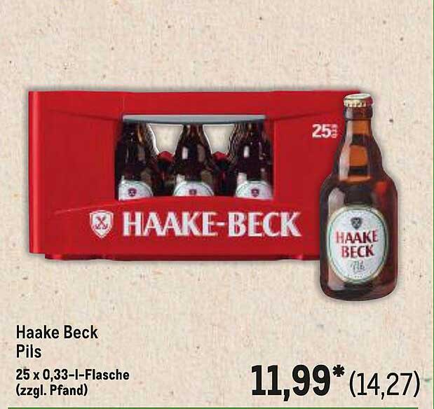 Haake Beck Pils 25 x 0,33-l-Flasche (zzgl. Pfand)