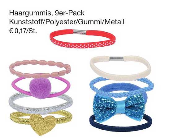 Haargummis, 9er-Pack