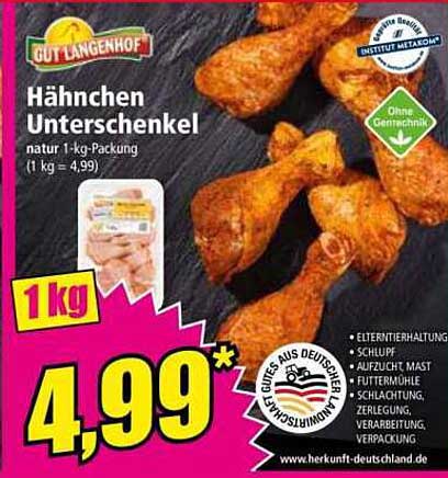 Hähnchen Unterschenkel - Natur 1-kg-Packung