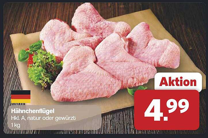 Hähnchenflügel Hkl A, natur oder gewürzt, 1 kg