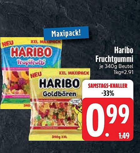 Haribo Fruchtgummi 340g Beutel - nur 0,99€!