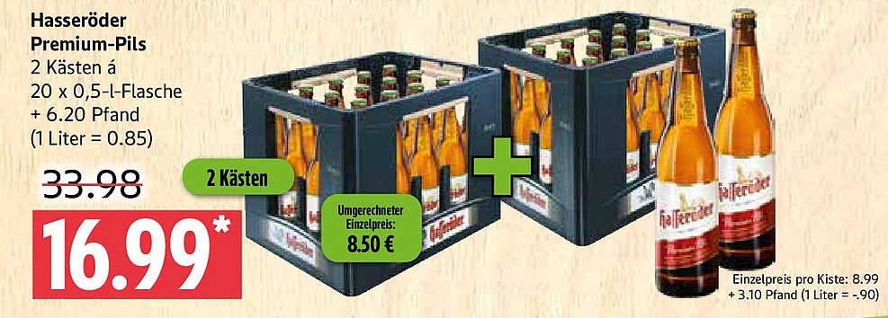 Hasseröder Premium-Pils - 2 Kästen à 20 x 0,5 l-Flasche