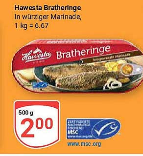 Hawesta Bratheringe in würziger Marinade, 500 g für nur 2,00 €