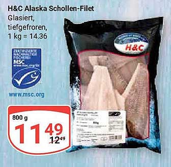 H&C Alaska Schollen-Filet, glasiert, tiefgefroren (800 g)
