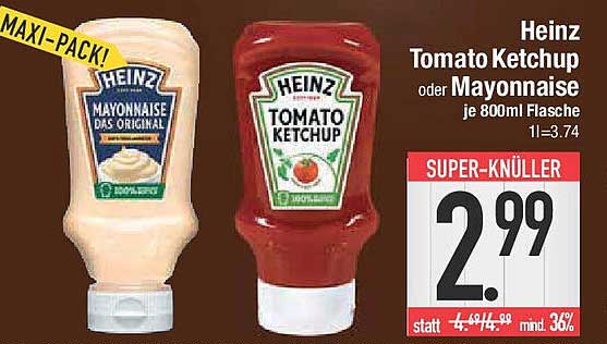Heinz Tomato Ketchup oder Mayonnaise 800ml - Super-Knüller!