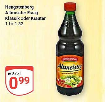Hengstenberg Altmeister Essig Klassik oder Kräuter 750ml
