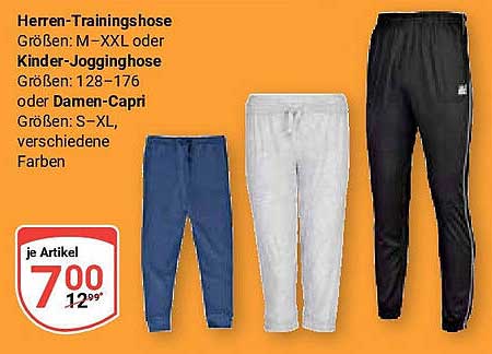 Herren-Trainingshose, Kinder-Jogginghose oder Damen-Capri