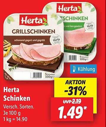 Herta Schinken - Verschiedene Sorten