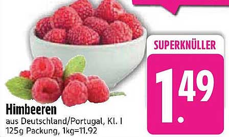 Himbeeren aus Deutschland/Portugal, Kl. I 125g