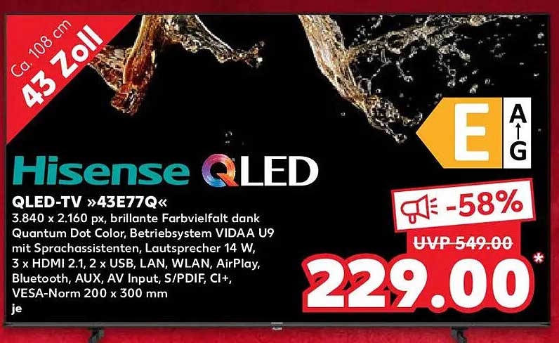 Hisense QLED-TV 43E77Q - 43 Zoll