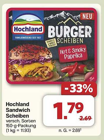 Hochland Sandwich Scheiben - Hot & Smoky Paprika