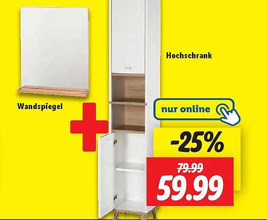 Hochschrank mit Wandspiegel – Nur online erhältlich!