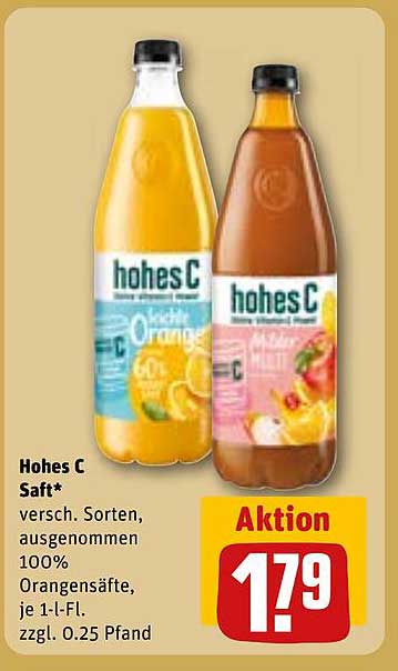 Hohes C Saft - verschiedene Sorten, 100% Orangensaft