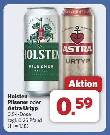 Holsten Pilsener oder Astra Urtyp 0,5 l Dose