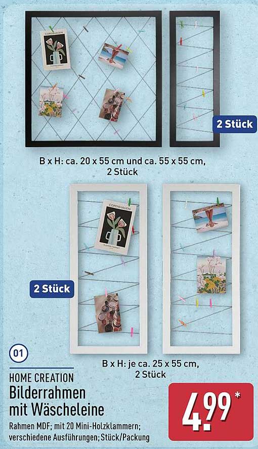 Home Creation Bilderrahmen mit Wäscheleine