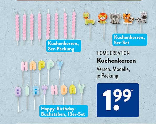 HOME CREATION Kuchenkerzen – Verschiedene Modelle, je Packung