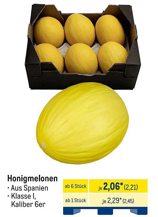 Honigmelonen - aus Spanien, Klasse I, Kaliber 6er
