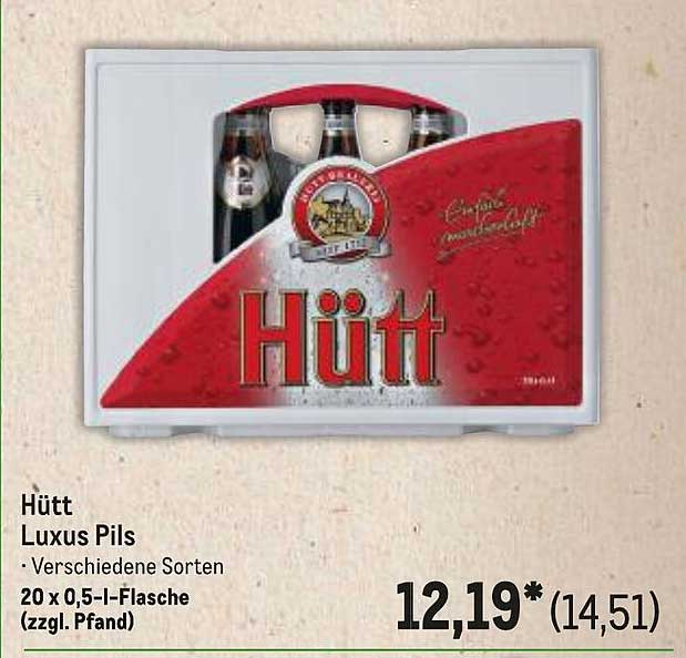 Hütt Luxus Pils – 20 x 0,5 l-Flasche (zzgl. Pfand)