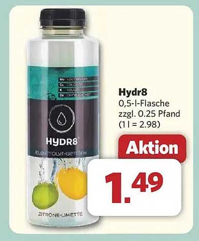 Hydr8 0,5-l-Flasche Zitrone-Limette