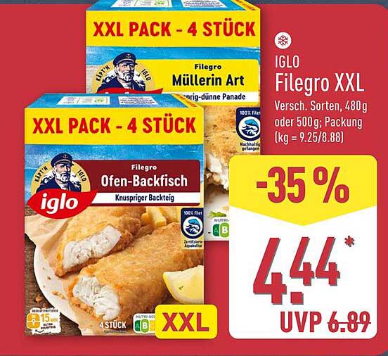 IGLO Filegro XXL - Ofen-Backfisch, 4 Stück