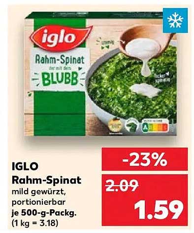 IGLO Rahm-Spinat mild gewürzt, portionierbar je 500-g-Packung