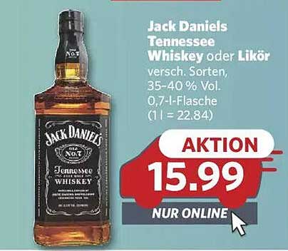 Jack Daniels Tennessee Whiskey oder Likör, verschiedene Sorten