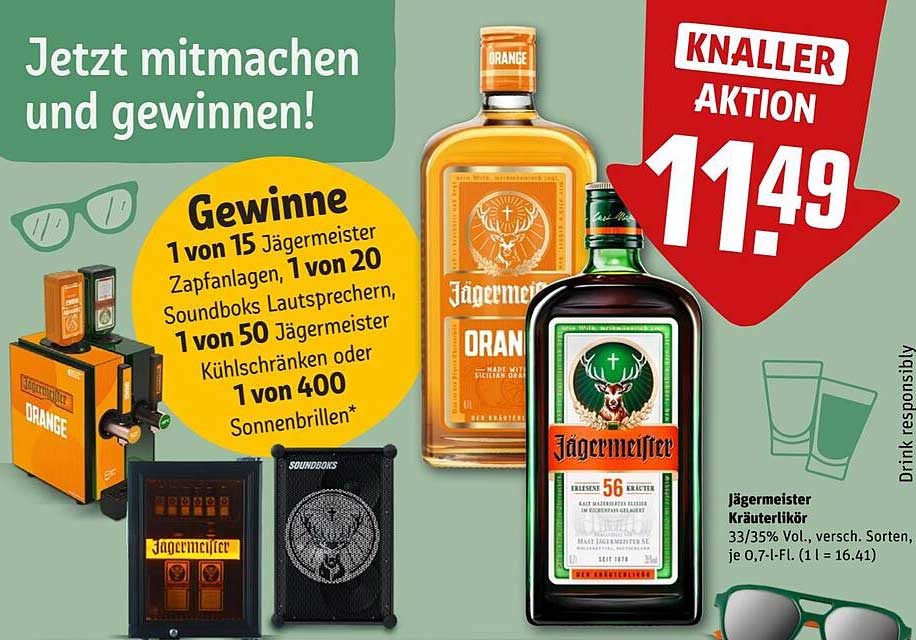 Jägermeister Kräuterlikör 0,7 l für 11,49 €