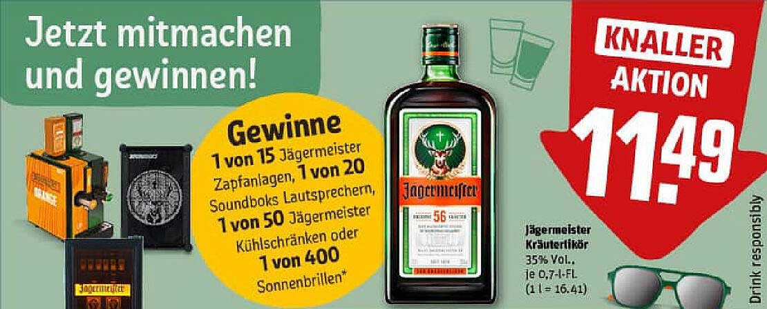 Jägermeister Kräuterlikör 0,7l für nur 11,49€