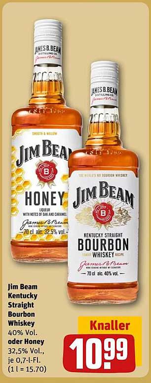 Jim Beam Kentucky Straight Bourbon Whiskey 40% Vol. oder Jim Beam Honey 32,5% Vol.