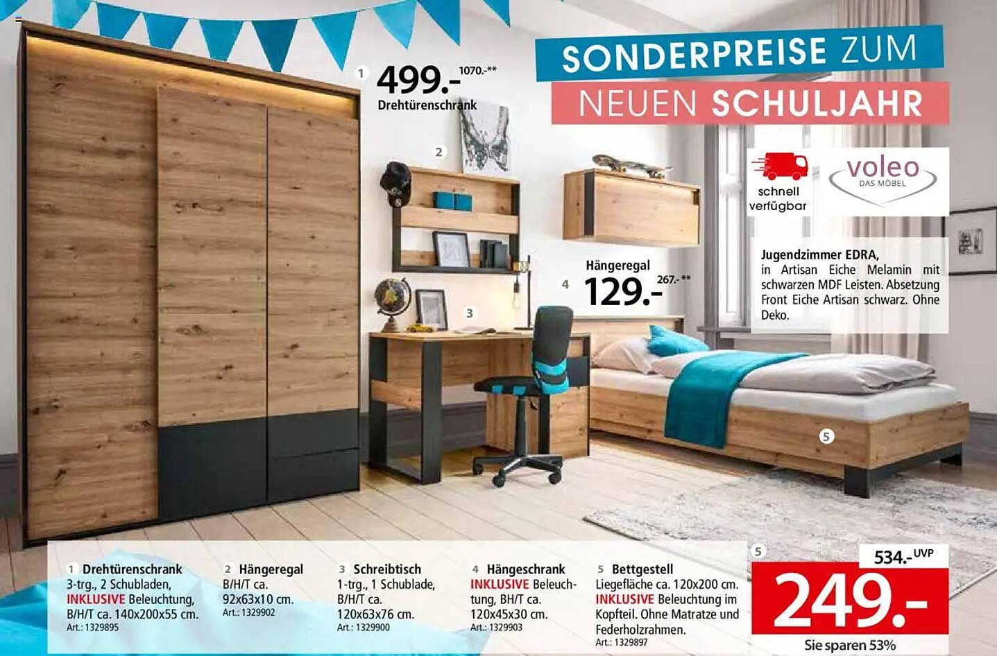 Jugendzimmer EDRA – Hängeregal