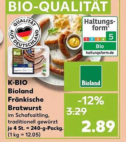 K-BIO Bioland Fränkische Bratwurst 240 g