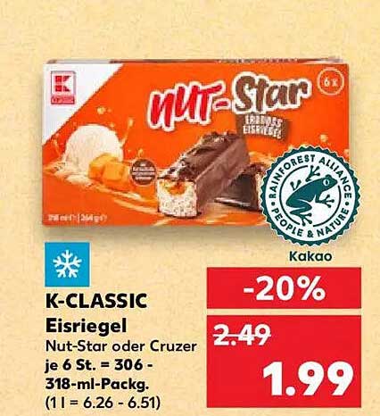K-CLASSIC Eisriegel Nut-Star oder Cruzer - jetzt zum Vorzugspreis!