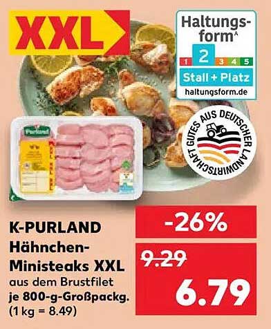K-PURLAND Hähnchen-Ministeaks XXL aus dem Brustfilet 800-g-Großpackung