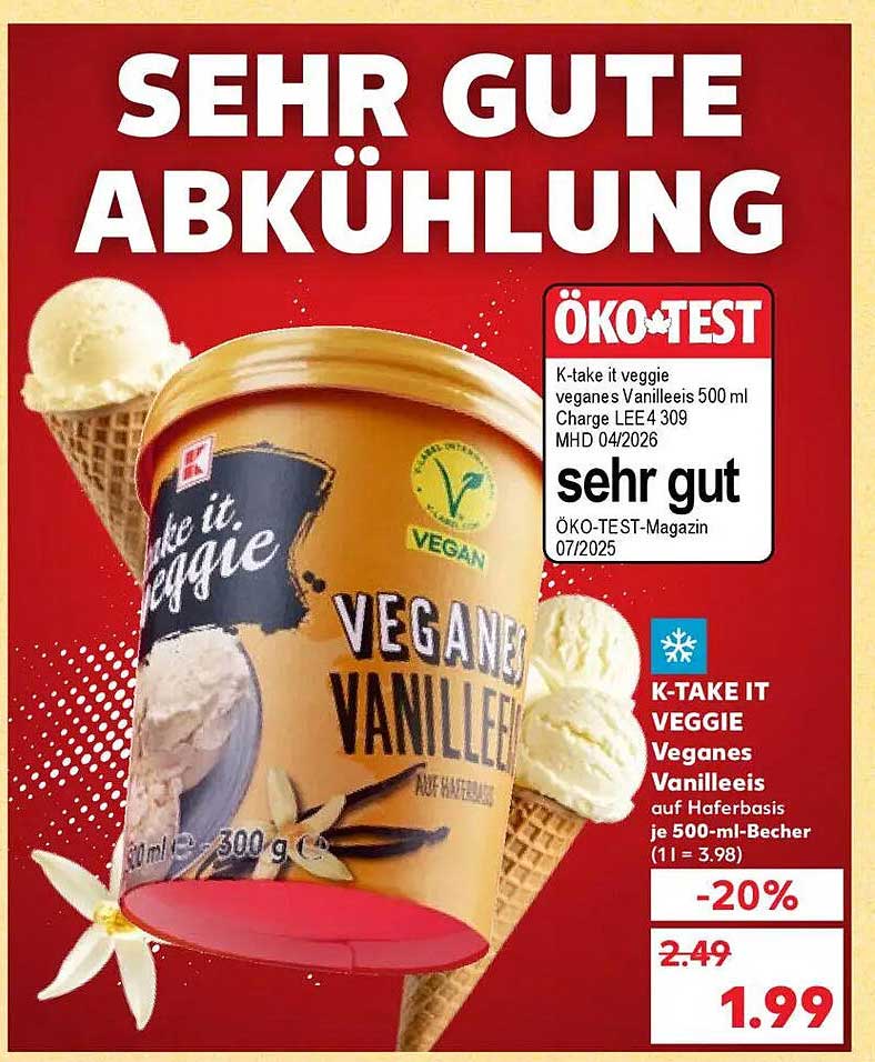 K-Take It Veggie Veganes Vanilleeis 500 ml
