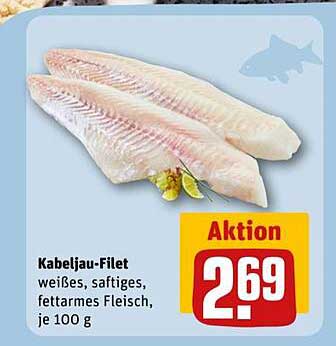 Kabeljau-Filet – weißes, saftiges, fettarmes Fleisch, je 100 g