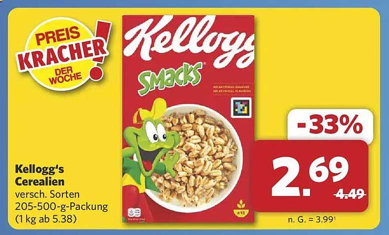 Kellogg's Cerealien - Smacks 205-500 g Packung