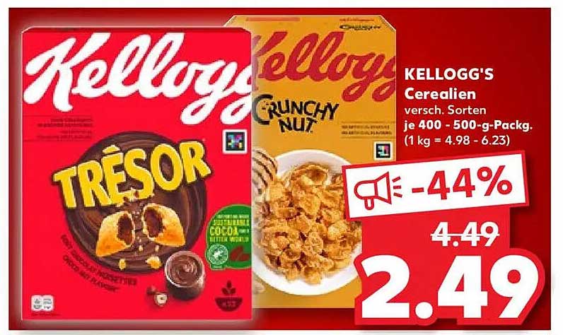 KELLOGG'S CEREALIEN - TREASOR und CRUNCHY NUT