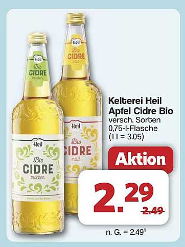 Kelterei Heil Apfel Cidre Bio - verschiedene Sorten 0,75-l-Flasche