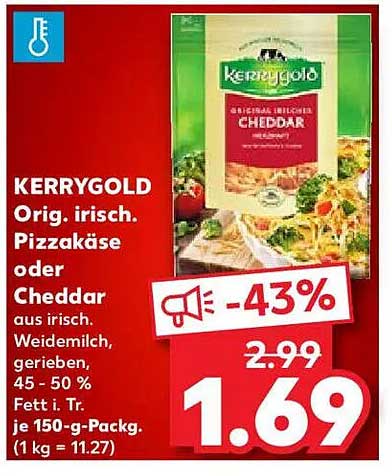 KERRYGOLD Orig. irisch. Pizzakäse oder Cheddar aus irisch
