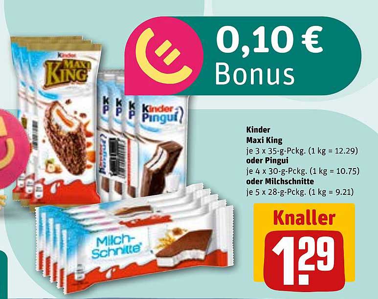 Kinder Maxi King, Kinder Pingui oder Milch-Schnitte