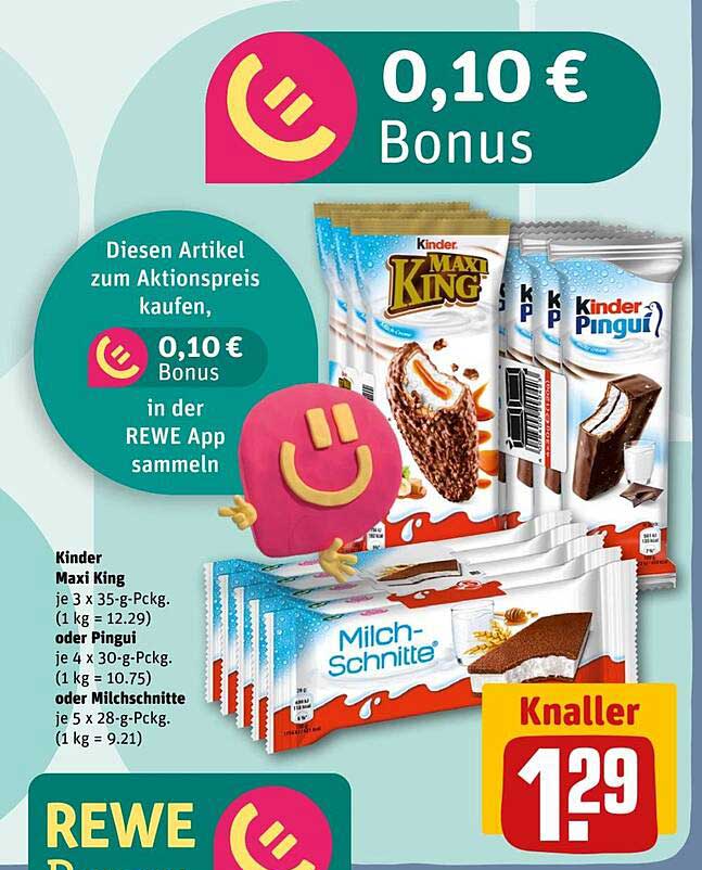 Kinder Maxi King, Kinder Pingui oder Milch-Schnitte