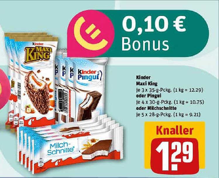 Kinder Maxi King, Kinder Pingui oder Milch-Schnitte im Angebot